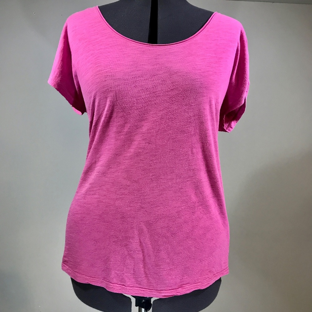 Calvin Klein PInk Short Sleeve Cut Out Back Tee